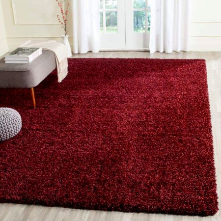Modern Maroon Geometric Bedroom Rug
